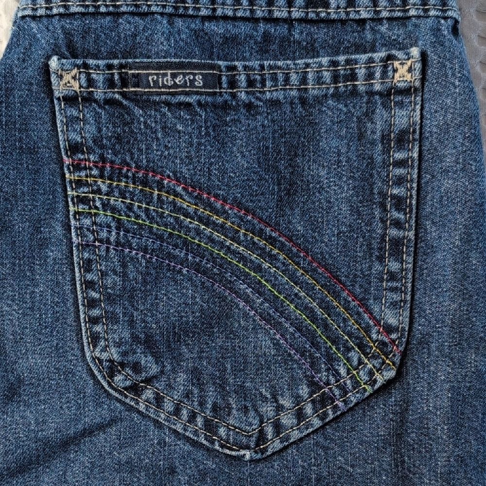 Riders by Lee Vintage Blue Jean Shorts Rainbow Embroidery